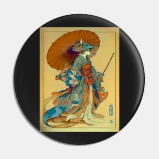 Vintage Art Nouveau Traditional Japanese Anthropomorphic Kitsune Pin