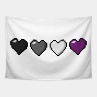 Row of Four Asexual Pride Flag Pixel Hearts Tapestry