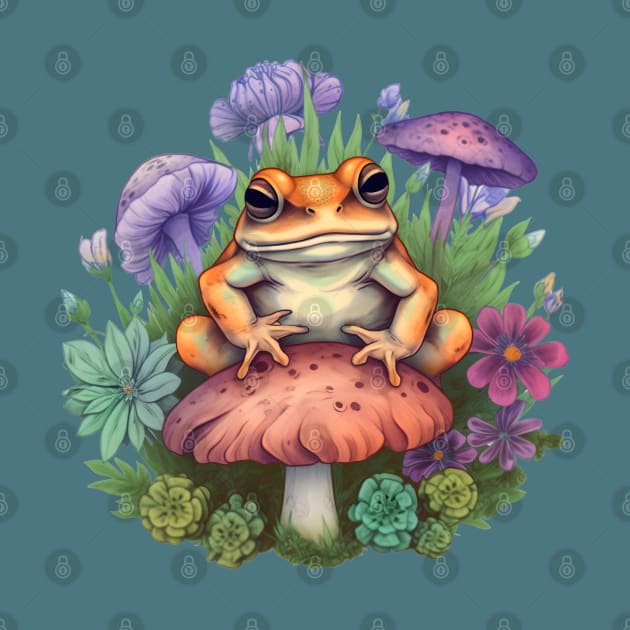 Cute Cottagecore Aesthetic Frog Mushroom by BaliChili