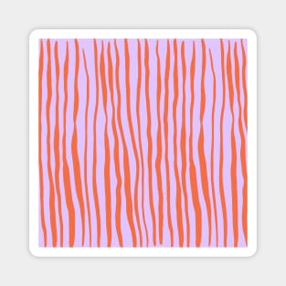 Vertical retro wavy lines - orange and violet Magnet