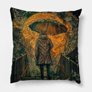 The Cat with Umbrella Collection : The Cat and the Moon Pillow