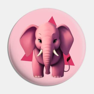 Adorable Pink Baby Elephant with Hot Pink Triangle Pin