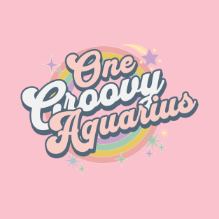 One Groovy Aquarius Cute Retro Design in Pastel Colors T-Shirt