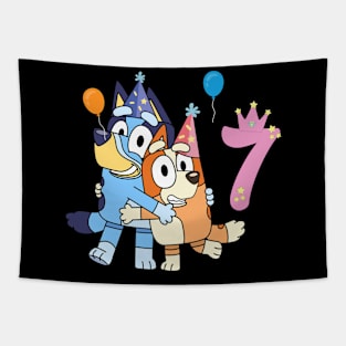 Bluey Happy 7 Years Birthday Tapestry