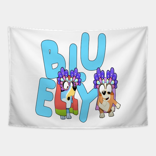 Bluey and Bingo Funny Animated Movie funny Tapestry by Justine Nolanz