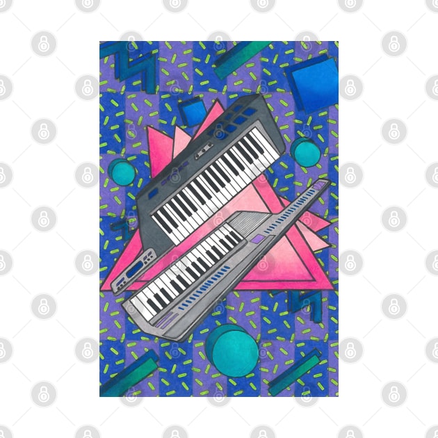 80's Keyboard Keytar Pattern by AbbysRadArt