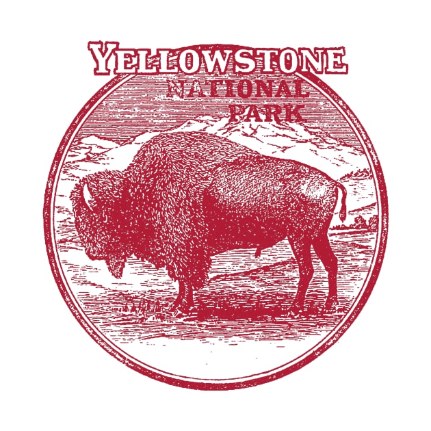 Yellowstone National Park Vintage Bison by Hilda74