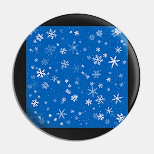 White and Blue Snowflakes Winter Pattern Pin