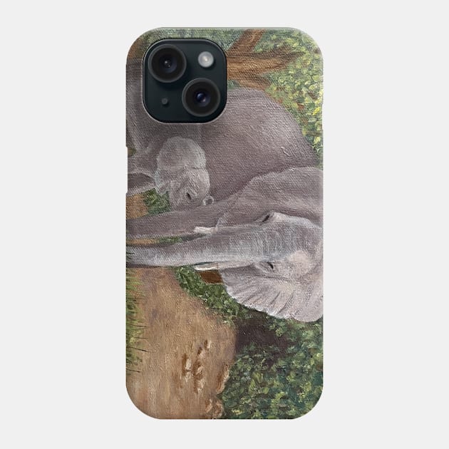 Elephant and Calf Phone Case by KarenZukArt