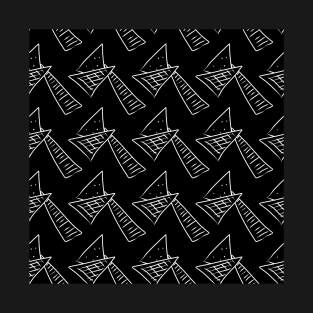 Black and white geometric abstraction, triangles and stripes T-Shirt