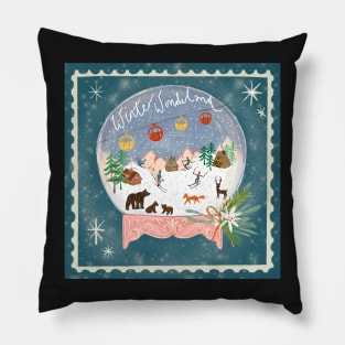 Winter wonderland snow globe Pillow