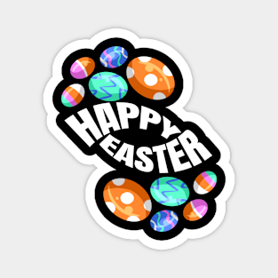 A Set of Colorful Easter Eggs for a Happy Easter Magnet