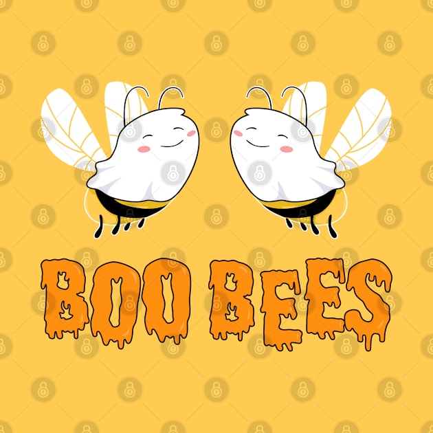 Boo Bees Cute Ghost Bee Her Funny Halloween Matching Couple T-Shirt by Acroxth