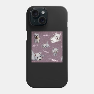 Westies mom purple pattern Phone Case