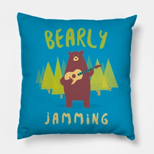 Bearly Jamming, funny guitarist pun Pillow