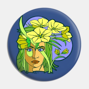 Yellow and Green Flower Girl Pin