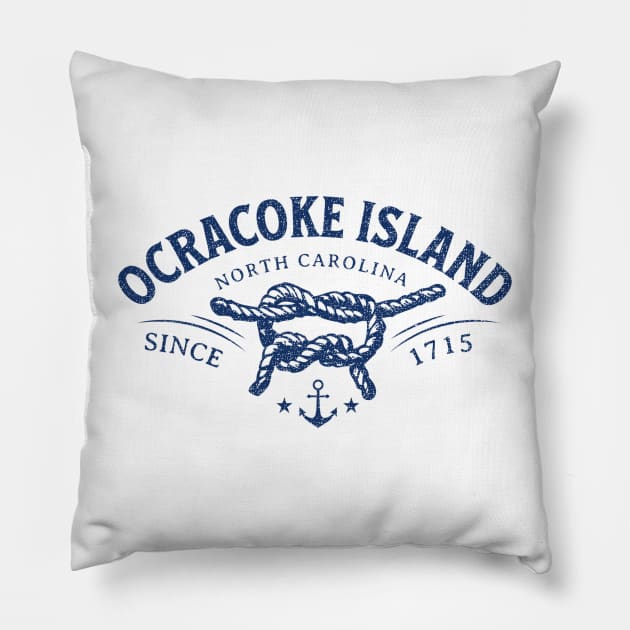 Ocracoke Island, NC Beach Knot Summer Vacation Pillow by Contentarama