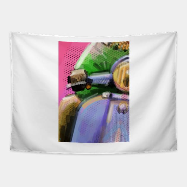 Retro Scooter, Classic Scooter, Scooterist, Scootering, Scooter Rider, Mod Art Tapestry by Scooter Portraits