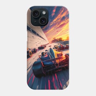 F1 racing at sunset Phone Case