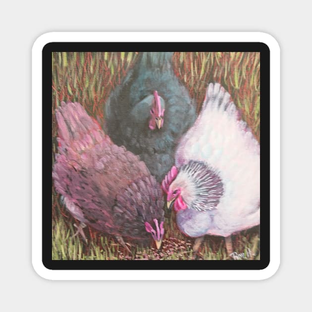 Three Chooks Magnet by bevhardidge