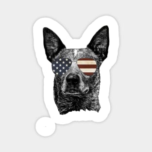 America Dog Flag Sunglasses USA Patriotic Owner Lover Magnet