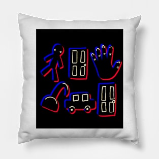 Man Door Hand Hook Car Door (Black Background Version) Pillow