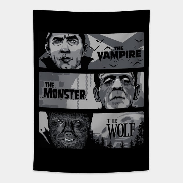 The Vampire The Monster and The Wolf Tapestry by Getsousa