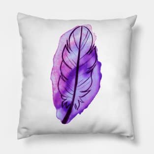 Purple Watercolor Feather Pillow