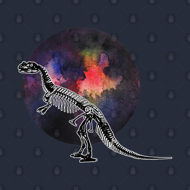 T-Rex Skeleton in Space Dark Planet by chimakingthings