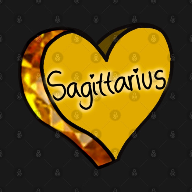 Sagittarius Yellow Love Heart by ROLLIE MC SCROLLIE