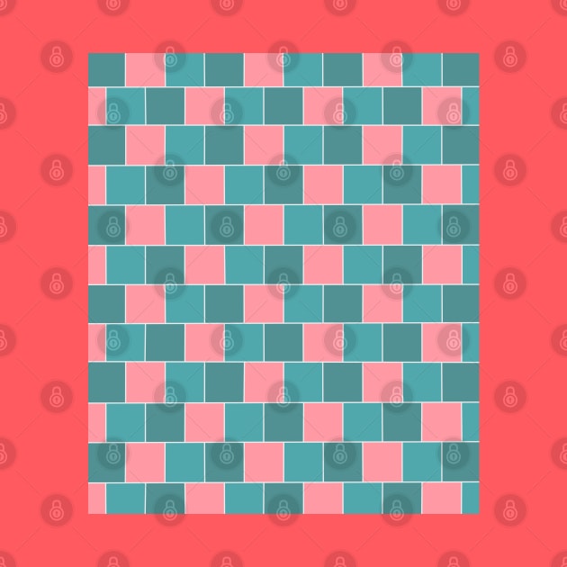 Green and Pink Square Tiles in a Geometric Pattern by OneThreeSix