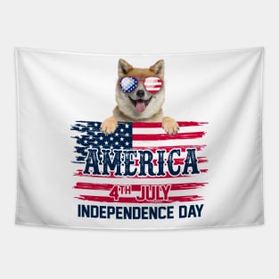 America 4th July Independence Day - Akita Dog Tapestry