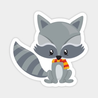 Cute Raccoon, Little Raccoon, Raccoon With Scarf Magnet