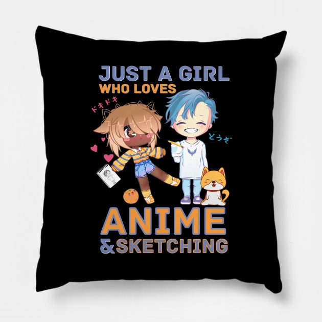 Just A Girl Who Loves Anime And Sketching Pillow by Sugoi Otaku Gifts