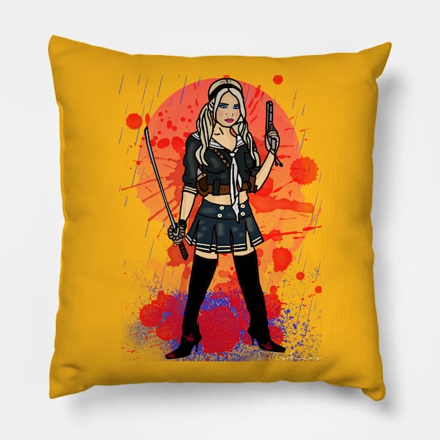 Fighter Girl Pillow by By Diane Maclaine