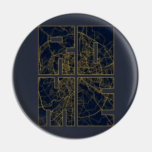 Rome, Italy City Map Typography - Gold Art Deco Pin