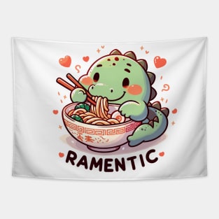 Ramentic Moments: Cute Crocodile Noodle Love Tapestry