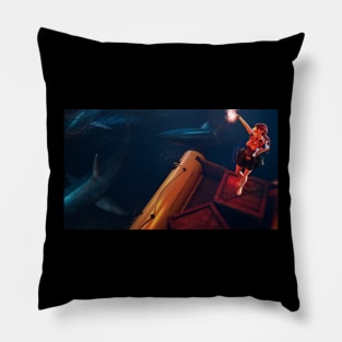 Tomb Raider - sharks Pillow