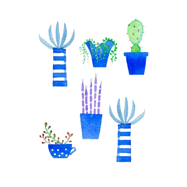 Cacti and Succulents Watercolor by NicSquirrell