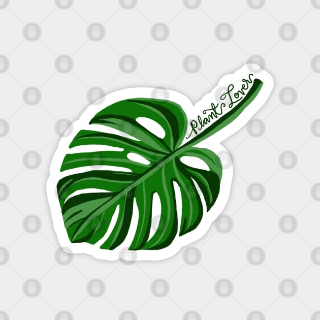 Plant lover - tropical leaf with handwriting Magnet by NewBranchStudio