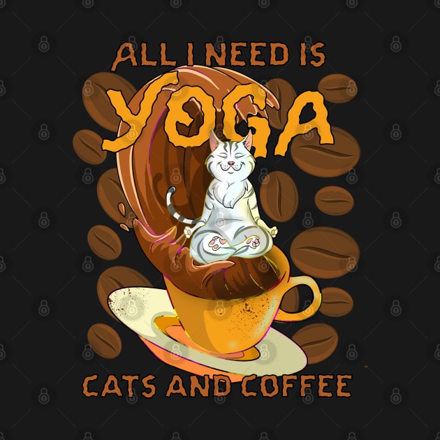 Kitty Coffee Meditating Cat by Trendy Black Sheep