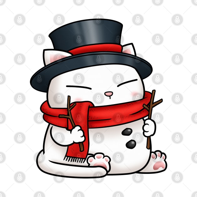 Christmas Snowman Cat by Takeda_Art