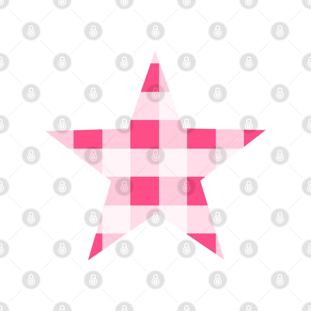 Bright Pink and White Buffalo Plaid Star by bumblefuzzies