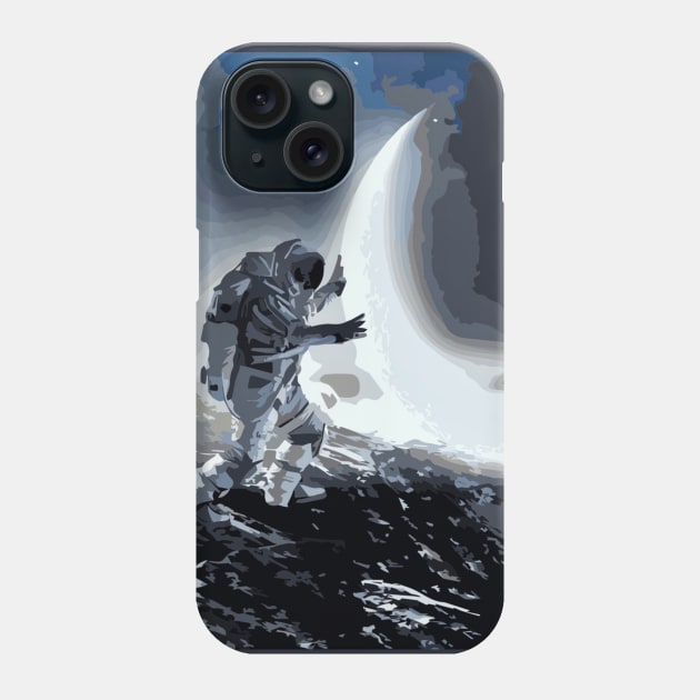 Astronaut holds a Moon Crest Phone Case by Glenn Landas Digital Art