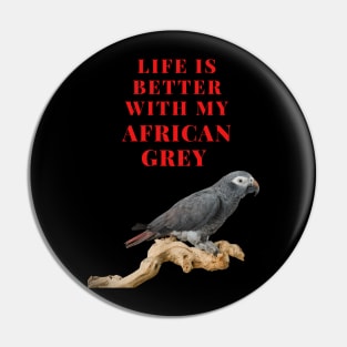 African Grey parrot Shirt Pin