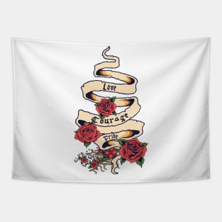 Love, Courage, Pride Tattoo Tapestry