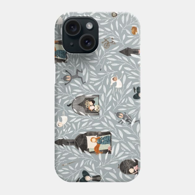 Sleeping Beauty Grey Phone Case by katherinequinnillustration