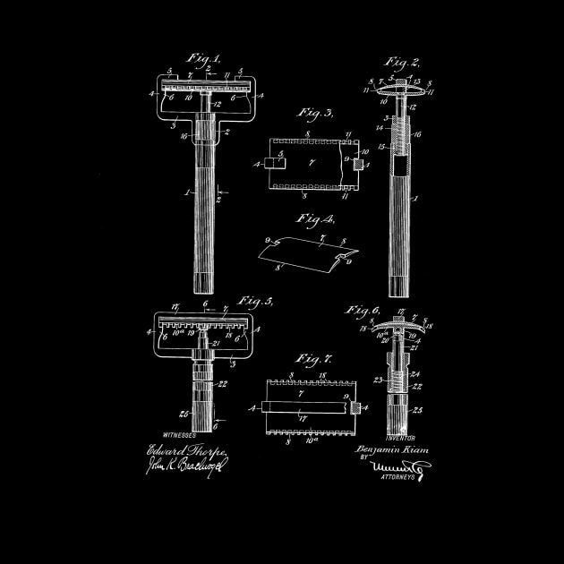 Safety Razor Vintage Patent Drawing Funny Novelty by TheYoungDesigns