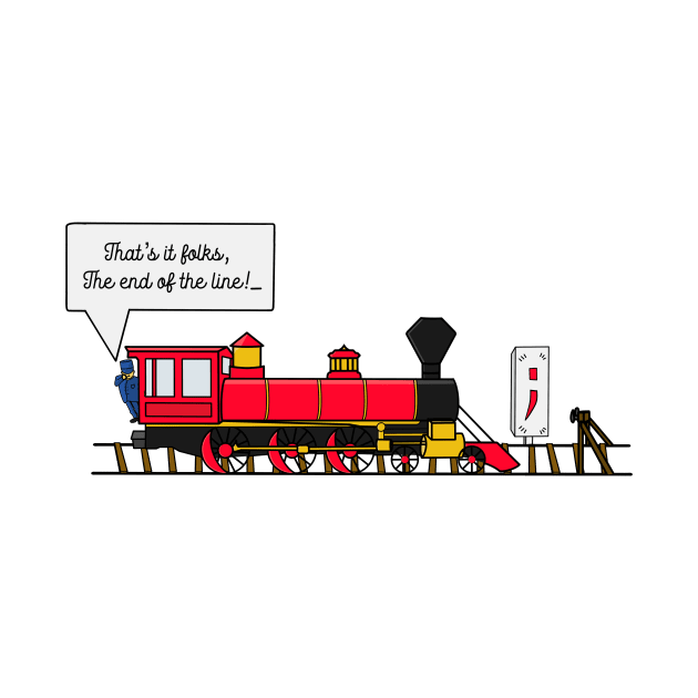 Funny JavaScript Train Joke End Of The Line Semicolon by Cool Duck's Tees