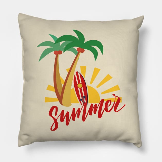 Summer and Surfing Pillow by RioDesign2020